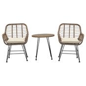 Autronic Gartengarnitur 1+2, Metall, Polyrattan, natur, AZ-F1208 NAT
