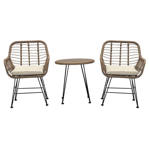 Autronic Set de grădină 1+2, metal, polyrattan,natural, AZ-F1208 NAT