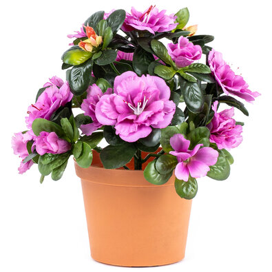 Umetna cvetlica Azalka v lončku vijolična, 21 x 10x 10 cm
