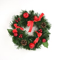 Vánoční věneček s červenou mašlí Cora, 25 cm Vánoční věneček s červenou mašlí Cora, 25 cm