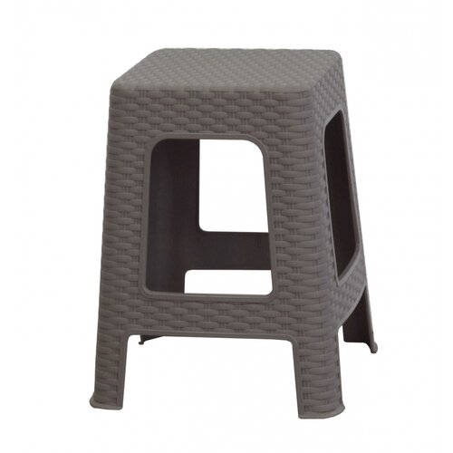 Stapelbarer Gartenhocker Ratan, 45 x 35,5 x 35,5 cm, Mokka