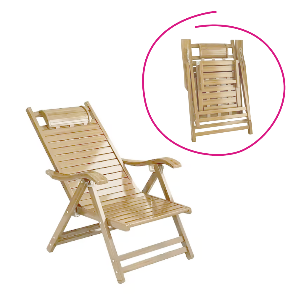 Záhradné polohovacie kreslo, prírodná bambus, URSEL