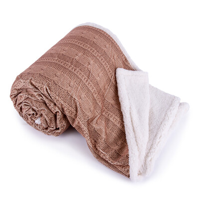 Pătură imitaţie de blană Agnello , maro, 150 x 200 cm