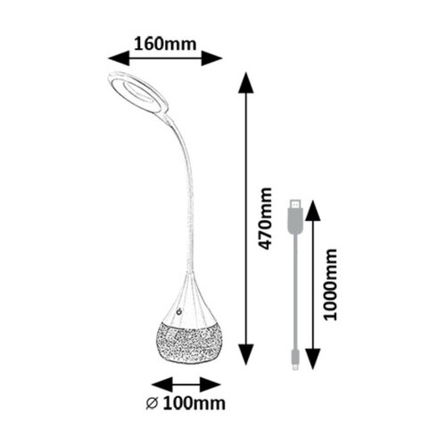 Rabalux 74248 funkcjonalna i dekoracyjna lampa stołowa LED z brokatem Vivter, 4 W, 2200 lm, IP20