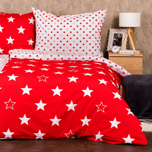 4Home Pościel bawełniana Stars red, 160 x 200 cm, 70 x 80 cm