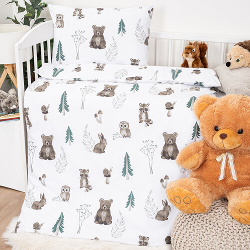 4Home Kinderbettwäsche aus Baumwolle Forest Friends, 100 x 135 cm, 40 x 60 cm