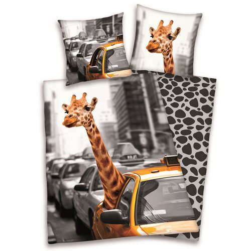Bavlněné povlečení Žirafa v taxíku, 140 x 200 cm, 70 x 90 cm