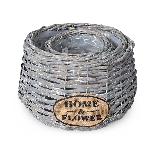 Ratanový kvetináč Home a Flower sivá, sada 2 ks