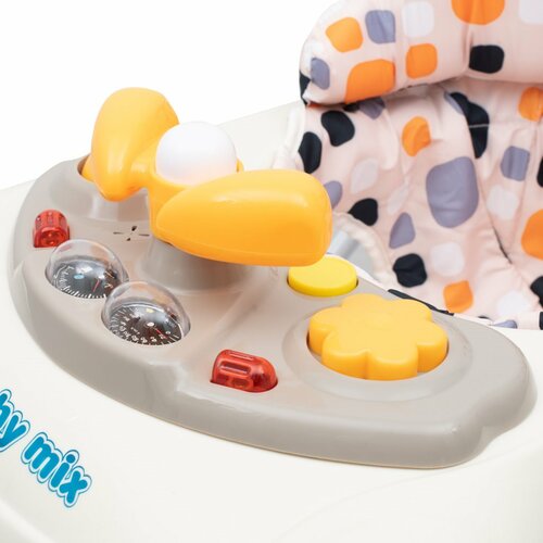 Baby Mix Chodzik dla dzieci z kierownicą isilikonowymi kółkami, beżowy, 50 x 44 x 50 cm