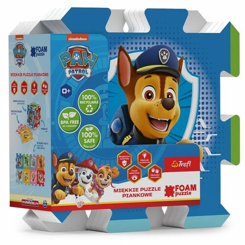 Penové puzzle Paw Patrol, 32x32x1cm 8 ks vo fólii