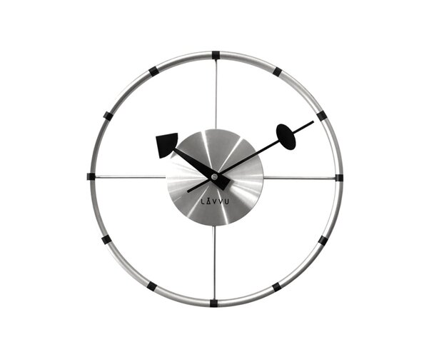 Nástěnné hodiny Lavvu Compass LCT1100 stříbrná, pr. 31 cm
