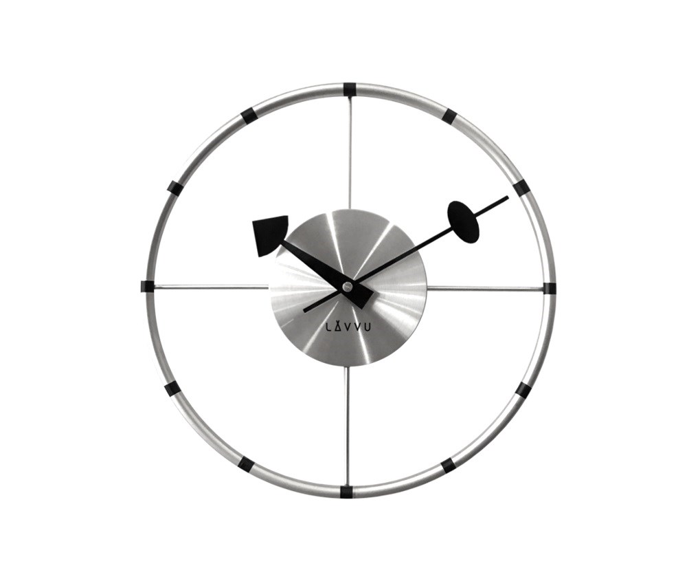 Nástenné hodiny Lavvu Compass strieborná, pr. 31 cm