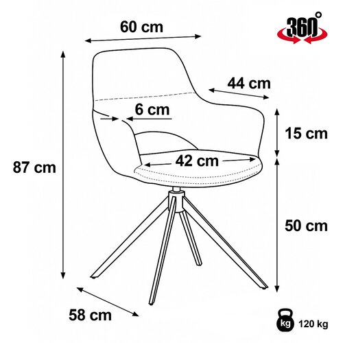 DCH-D1320 GREY2 étkezőszék visszatérőmechanizmussal