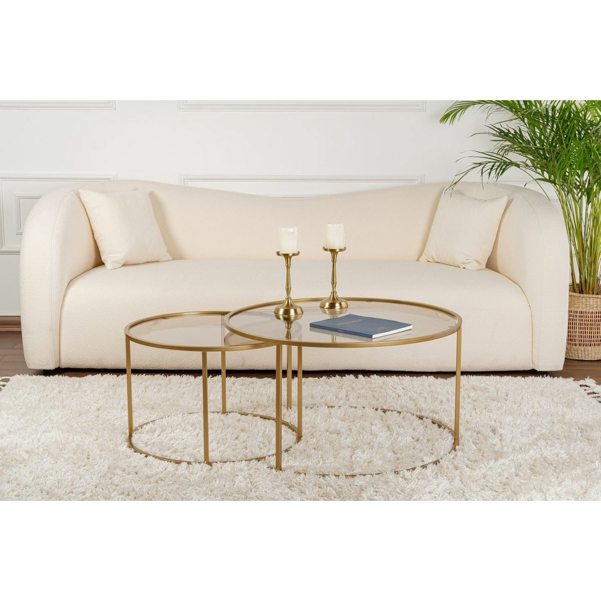 Súprava konferenčných stolíkov Aurum Gold and Bronze 80 cm, 2 ks