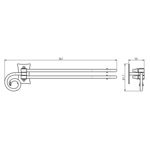 METAFORM CC021 Rebecca dupla forgó törülközőtartó,30 cm, fekete