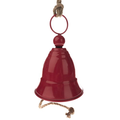 Závěsný kovový zvonek Horn, 7,5 x 11 cm, červená
