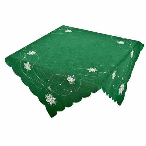 Weihnachtliche Tischdecke Schneeflocken grün, 35 x 35 cm