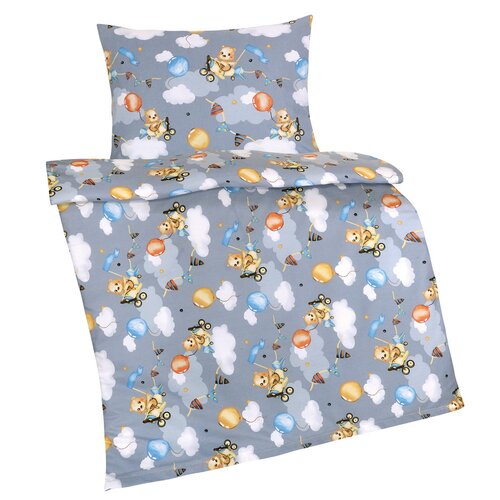 Bellatex Lenjerie de pat din bumbac pentru copii Agáta Ursuleț gri, 90 x 135 cm, 45 x 60 cm
