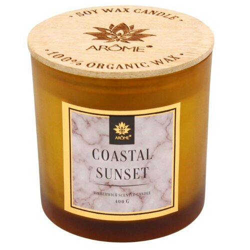 Arome Soy Candle Coastal Sunset 400 g cu fitil dinlemn și capac