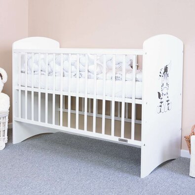Nowe łóżeczko dziecięce Leo Zebra, białe