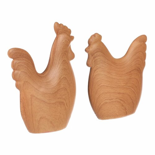 Veľkonočná dekorácia Sliepky a kohút, 12 x 3 x 14 cm, set 2 ks, polyresin