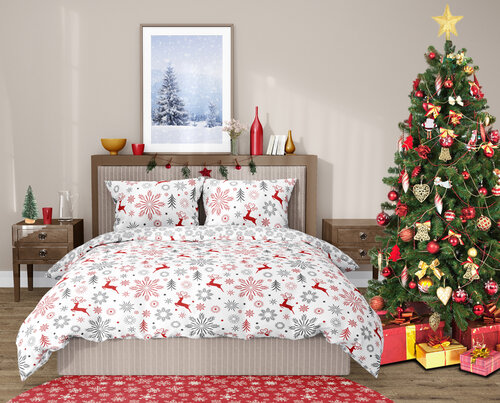 Bedtex Vánoční bavlněné povlečení Zimní Pohádka, 140 x 200 cm, 70 x 90 cm