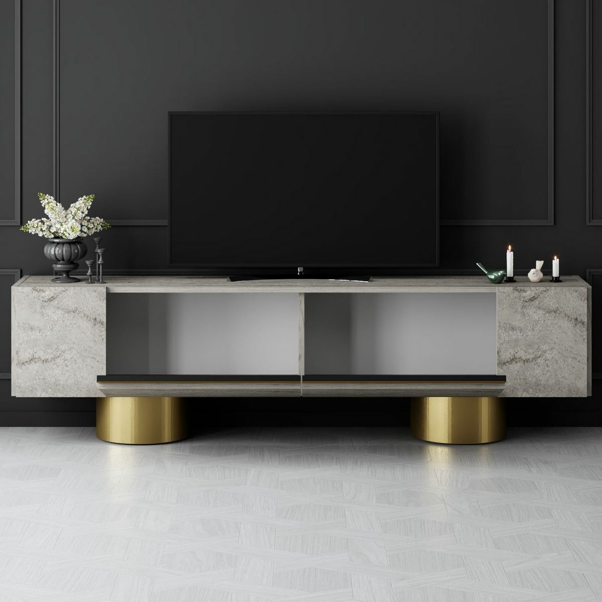 Televízny stolík Bohom Travertine and Gold