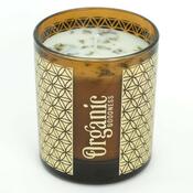 Organická vykuřovací svíčka Frankincense & Myrrh 200 g ve skle se zlatou fólií