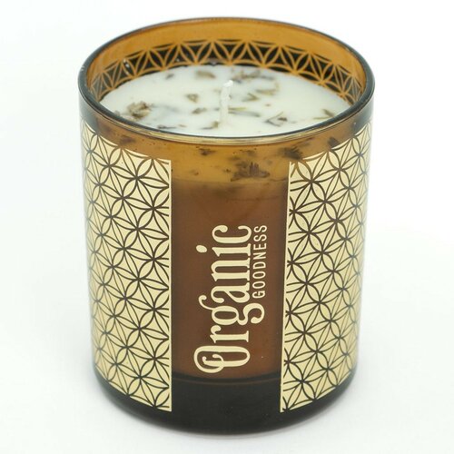 Органічна свічка Frankincense & Myrrh 200 г у склі з золотою фольгою