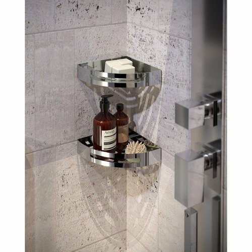 GEDY 2479 Smart sarokpolc zuhanyzóhoz, 21 x 4,5 x 21 cm, rozsdamentes acél, polírozott, ezüst termék 2. képe