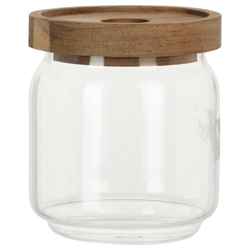 Doză de sticlă cu capac din lemn de acacia 400ml