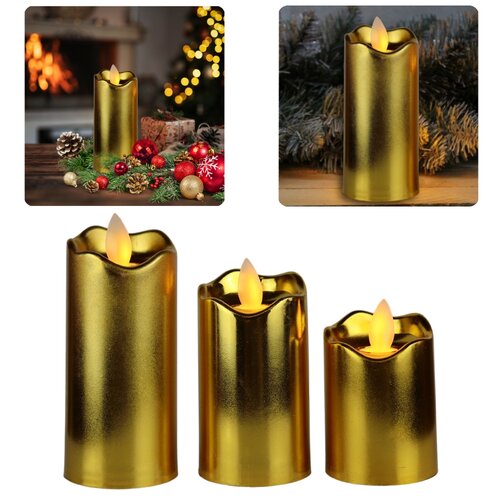 Domarex Set dekorativnih LED svečk zlata, 3 kos