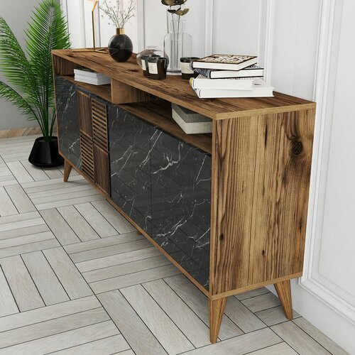 Schrank Milan 2 Walnut and Black Marble