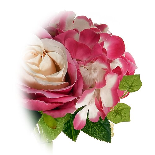 Művirág rózsa hortenziával, rózsaszín, 26 cm