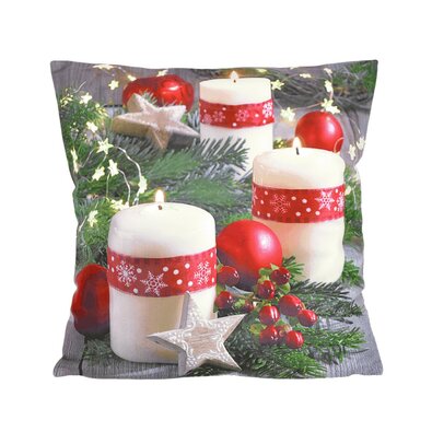 Świąteczna poszewka na poduszkę Świeczka czerwony, 40 x 40 cm
