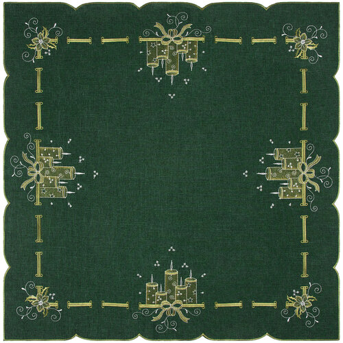 Vianočný obrus Sviečky zelená, 85 x 85 cm