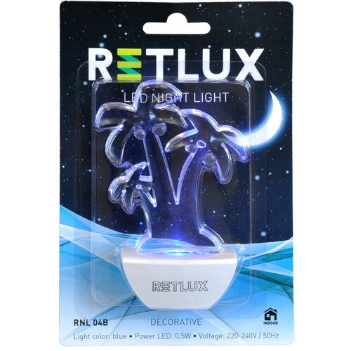 Retlux LED Światełko nocne, palma, niebieski