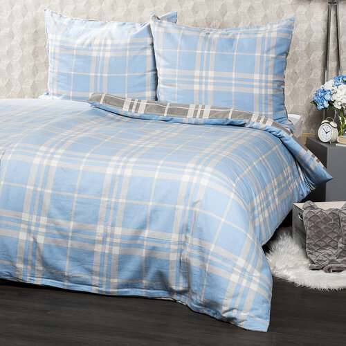 Lenjerie de pat bumbac flanel 4Home, Cub albastru, 140 x 200 cm, 70 x 90 cm