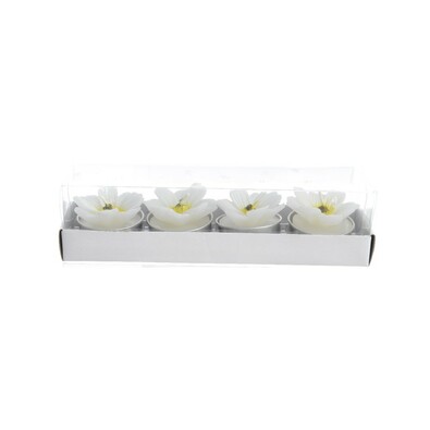 Dekoratívna sviečka Flowers biela, sada 4 ks