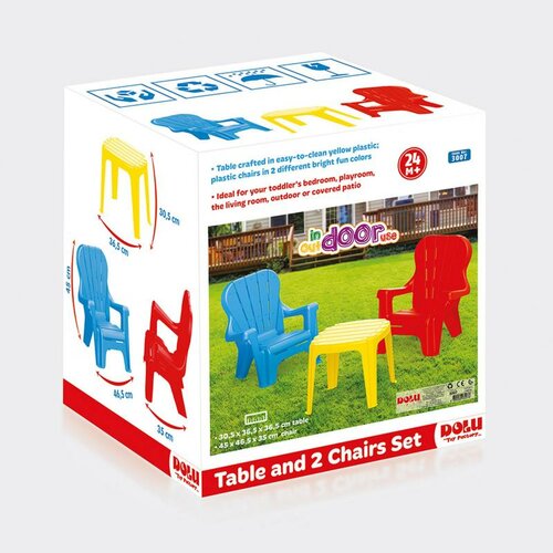 Dolu Gartenmöbel für Kinder, Tisch und 2 Stühle