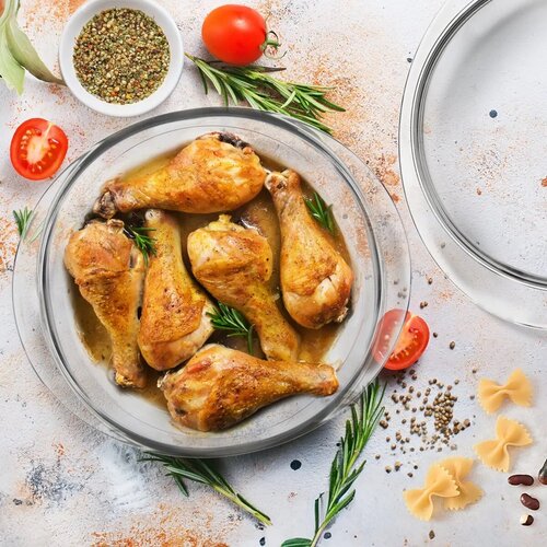 Orion Steklena pekáč s pokrovom okrogel pr. 23 cm