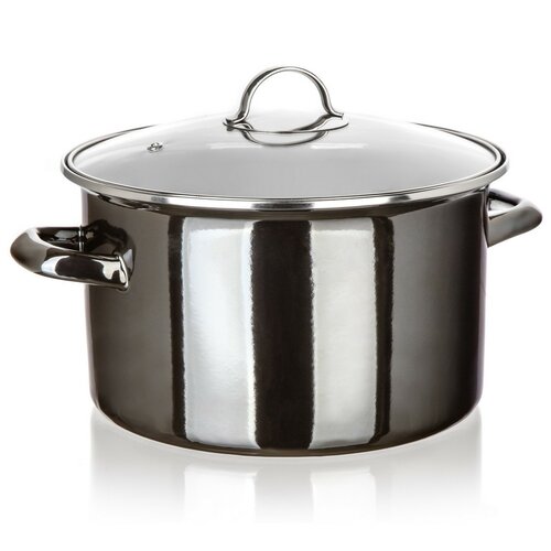Banquet Emajliran lonec METALLIC Black 26 cm, 6 l,s pokrovom