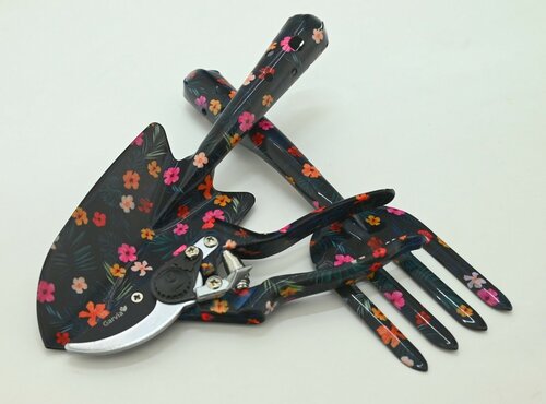 Garvia Zestaw narzędzi ogrodniczych 3 szt. Dark Flowers