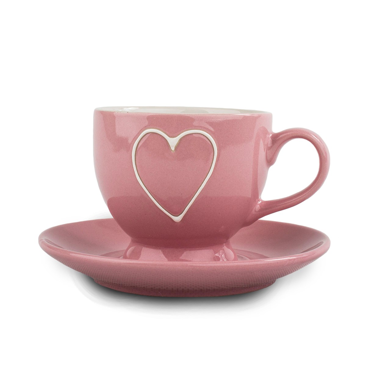 Keramická šálka s podšálkou Heart 210 ml, sv. červená