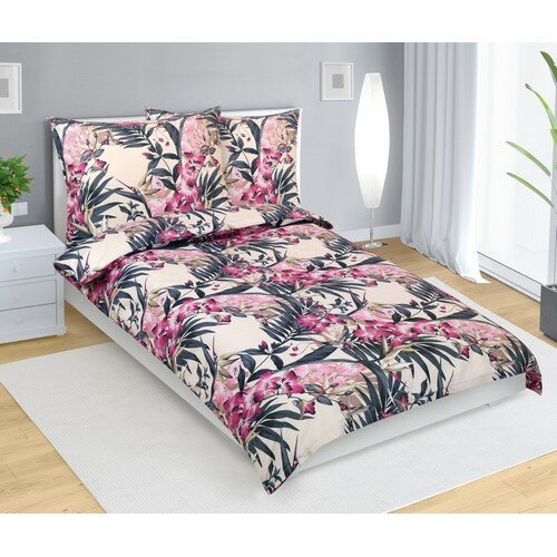 Bellatex Pościel bawełniana Amarylka różowy, 140 x200 cm, 70 x 90 cm