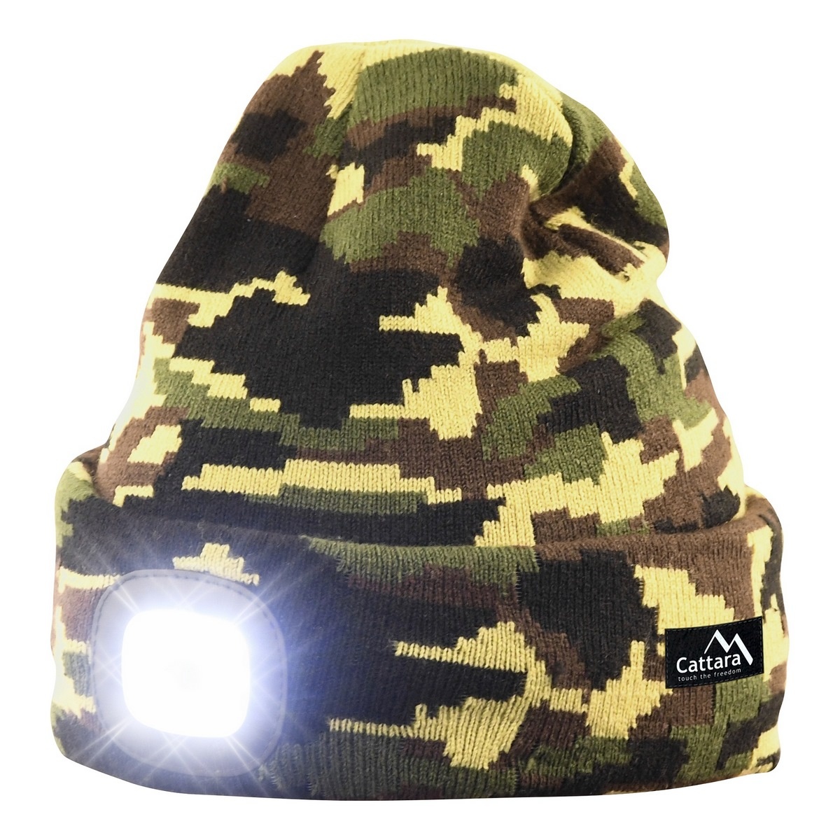Cattara Czapka z latarką LED Army, zielony