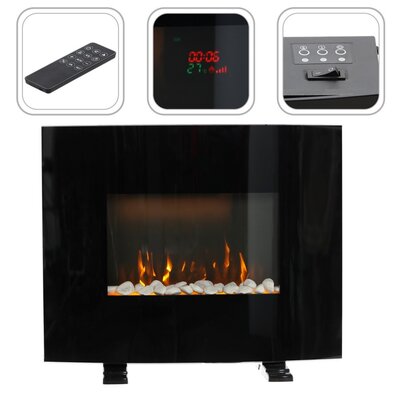 Șemineu de perete/de podea cu efect de flacără, 61 x 13,5 x 48 cm, 1000/2000 W