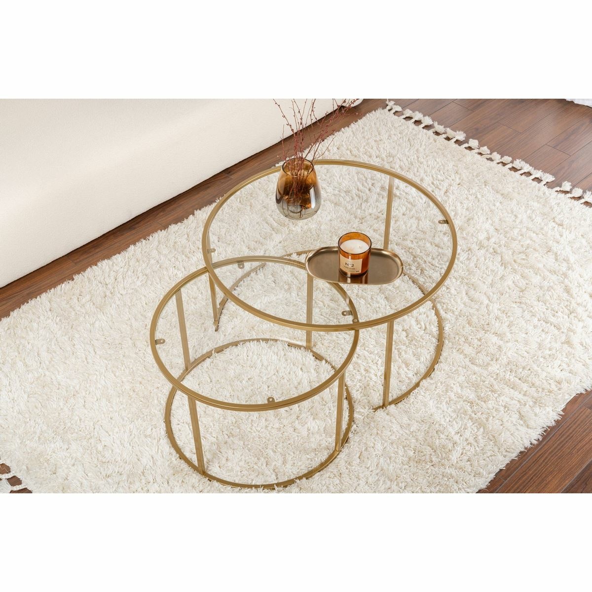 Súprava konferenčných stolíkov Aurum Gold 80 cm, 2 ks