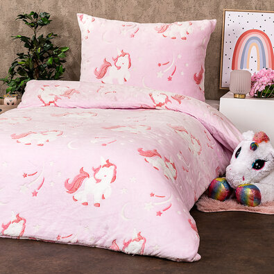 Lenjerie de pat luminoasă din microflanel4Home Fairytale, 140 x 200 cm, 70 x 90 cm