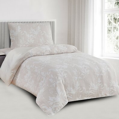 Jacquard-Bettwäsche Alabama beige, 140 x 200 cm, 70 x 90 cm